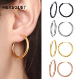Meaeguet Trendy silver color Rose Gold Black Tone Stainless Steel Hoop Earrings Round Loop Earring For Women 25mm/20mm/11mm