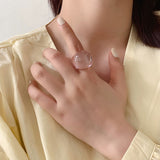 AVEURI 2023 New Korea Fashion Exaggerated Design Resin Acrylic Transparent Big Ring For Women Girls Niche Jewelry Party Gifts