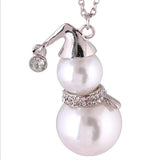 Christmas Gift Fashion Cute Snowman Pendant Long Necklace for Women Gold Color Pearl Jewelry Gifts Wedding Jewelry Santa Claus Christmas Trendy