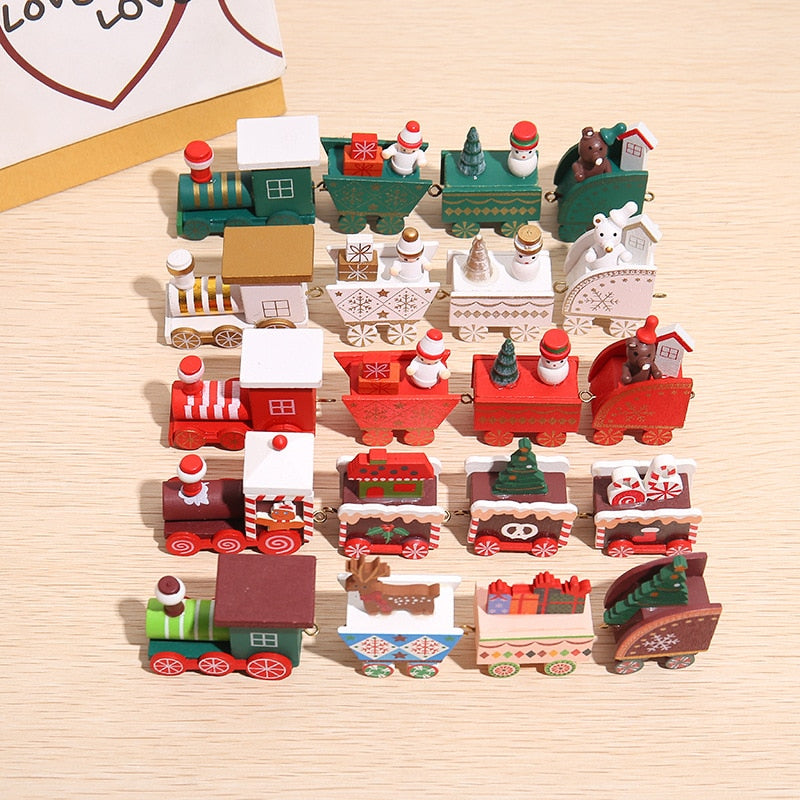 Christmas Gift Wooden Christmas Small Train Xmas Ornaments Merry Christmas Decor For Home Happy New Year 2022 Creative Kids Naviidad Gifts Toys