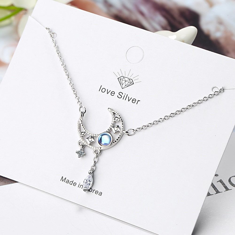 Christmas Gift Choker Necklaces For Women Opal Star Moon Charm Pendants Necklace Wedding Jewelry dz848