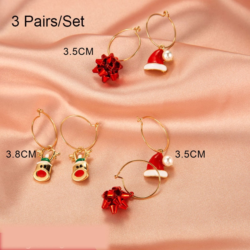 Christmas Gift New Trendy Statement Christmas Tree Earrings For Women Santa Claus Snowman Drop Earrings Jewelry Girls Christmas Gifts Wholesale