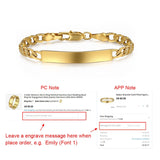Personalize Custom Baby Bracelet Gold Silver Color Figaro Link Name Birth ID Bangle Girls Boys Child Unique Gift GBM100