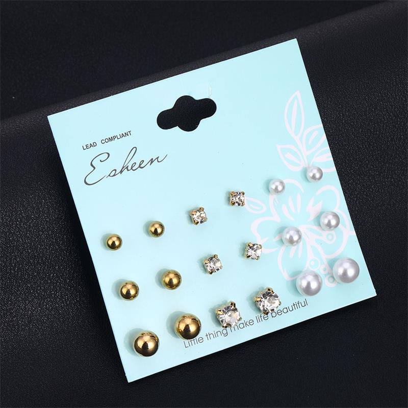 Aveuri White Simulated bead Earrings Set For Women On Ear Ball Stud Earrings Bijouteria brincos Jewelry Accessories Wholesale