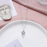 Christmas Gift Moonstone Dreamcatcher Feather Charm Pendant Choker Necklace For Women Statement Wedding Jewelry dz458