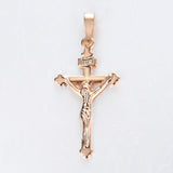 Religious Jesus Cross Necklace for Men Women 585 Rose Gold Crucifix Pendant Necklace Fashion Jewelry Gift GP404