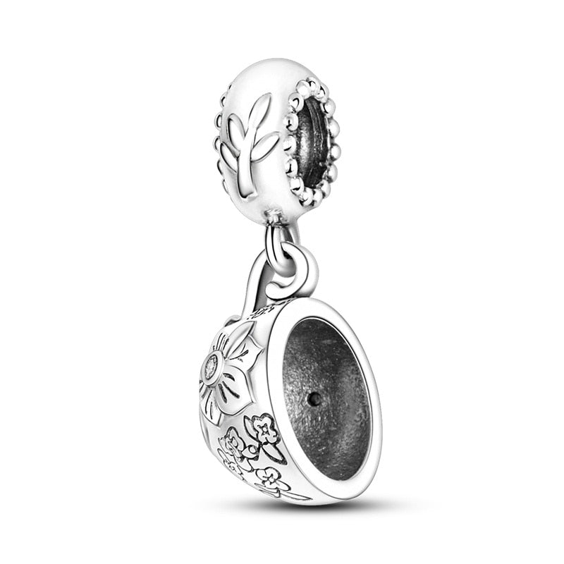 Fits Original Pandach Bracelets Silver Color Ancient Teacup Charms Beads Women Silver Color Pendant Diy Jewelry 2023 New