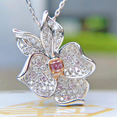 HOYON Encrusted Argyle Pink Princess Square Diamond Flower Pendant Color Treasure Jewelry Source