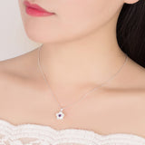Christmas Gift alloy New Woman Fashion Jewelry High Quality Pink Purple Zircon Flower Pendant Necklace Length 45CM