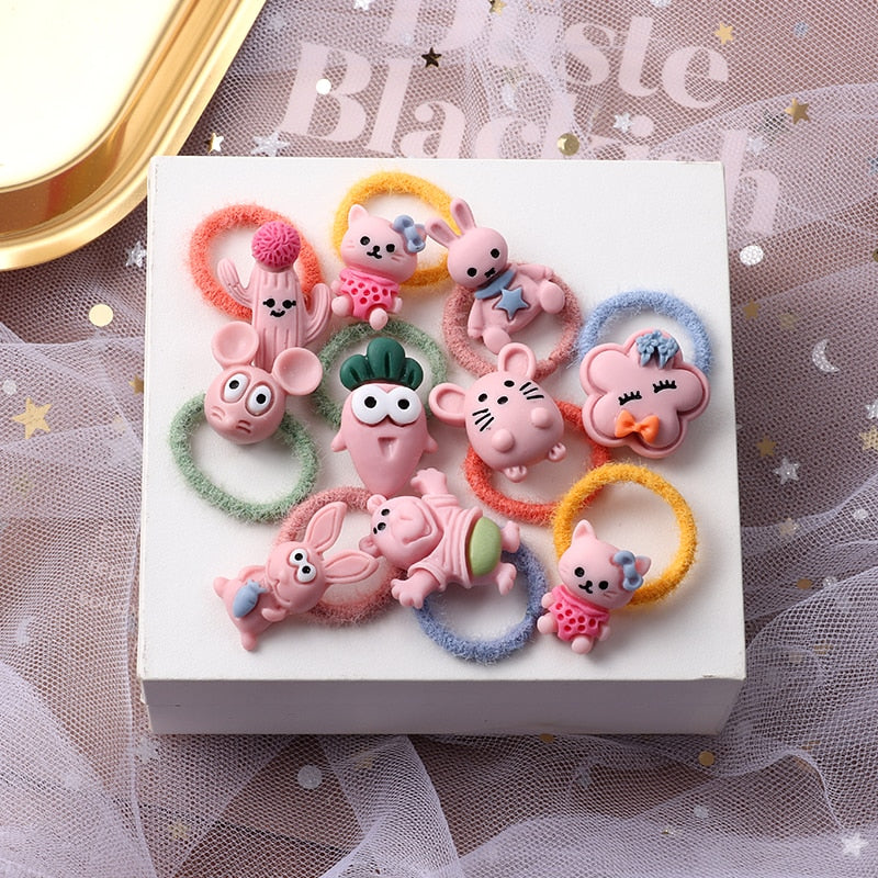 Back to school 2023 AVEURI 10PCS/Set Cute Cartoon Animals Hair Bands Girls Elastic Rubber Band Headwear Hair Accessories Kids Headband Ornaments Gift