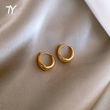 Christmas Gift Minimalism Retro French Romantic Metal Gold Small Circle  Hoop Earrings Fashion Korean Jewelry For Woman Students Simple Earring