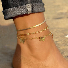 Christmas Gift EN Fashion Multilayer Cute Butterfly Anklets for Women Bohemian Simple Anklet Gold Color Chain Ankle Bracelet on Leg