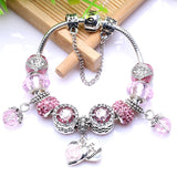 Aveuri High Quality Rose Gold Crystal Charm Bracelets For Women With Pink Leaves Bracelets & Bangles Fashion Jewelry Gift Dropshipping