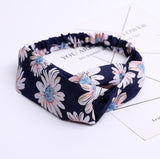 Aveuri Back to school Fashion Women Headband Cross Top Knot Elastic Hair Bands Vintage Print Girls Hairband Hair Accessories Twisted Knotted Headwrap