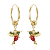 Aveuri 2023 Exquisite Bird-shaped Hummingbird Hoop Pendant Crystal Pendant Earrings Tassel Bird Earrings for Women's Wedding Jewelry