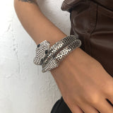 AVEURi 2023 Exaggeration Punk Hip Hop Rhinestone Snake Bracelet For Women Men Gothic Gold Silver Color Wrap Bracelets Bangles Jewelry