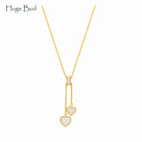 Aveuri Double Heart Necklace Real Gold Plated Shell Pendant Collares Collier Designer Jewelry Luxury Necklace Women Choker