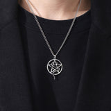 Aveuri Men Gothic Style Neck Necklace Pendant Snake Carve Pendant Chain Women Punk Star Necklace Jewelry Accessories Gift