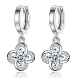 Christmas Gift Zircon Flower Charm Stud Earrings For Women Grils Kids Wedding Jewelry Female Pendientes Mujer Moda eh512