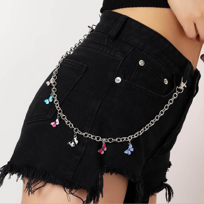 Star Pendant Keychain for Women Pant Jeans HipHop llaveros Punk Rock Trousers Chains Street Key Chain Hipster sleutelhanger