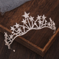 Aveuri Fashion Crystal Star Headbands Tiaras Crowns Bridal Prom Hairbands Wedding Party Jewelry Hair Accessories Diadema