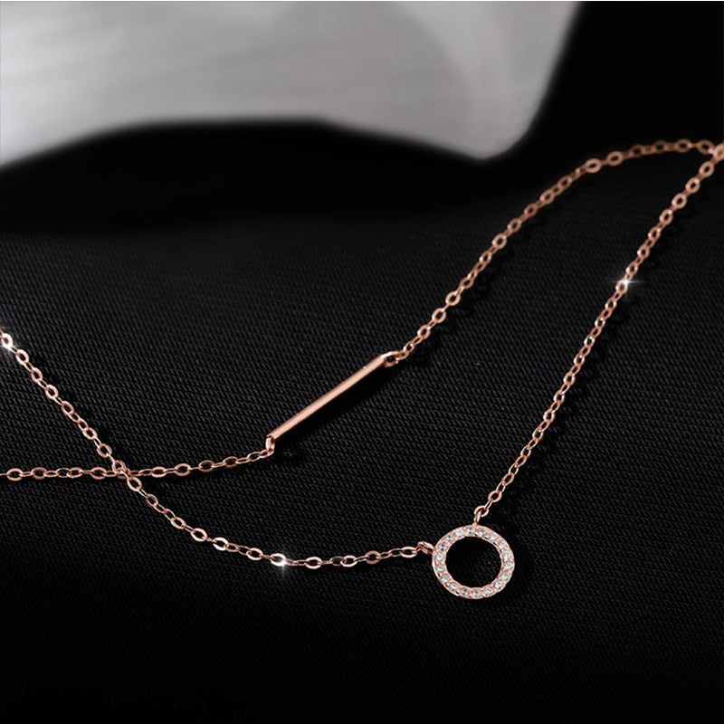 Female Geometric Double Necklace Clavicle Chain 925 Sterling Silver Pendant Necklace for Women Wedding Fine Jewelry Accessories