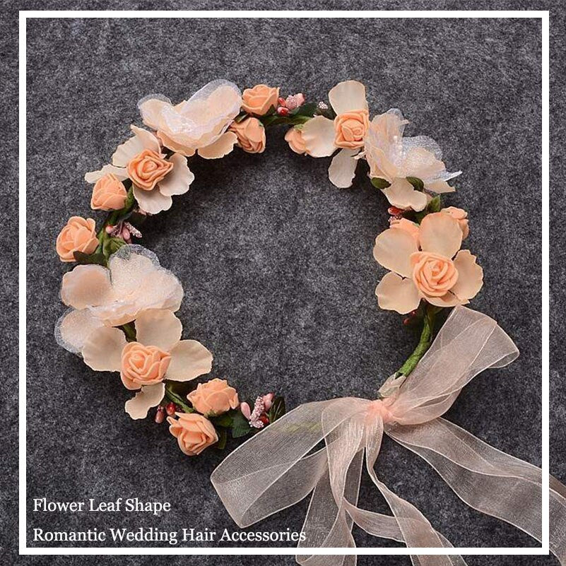 Christmas Gift Garland Wreath Crown Hairbands 100% Handmade Wedding Hair Accessories For Women Bridal Bridesmaids Girls Seaside Rose mq046