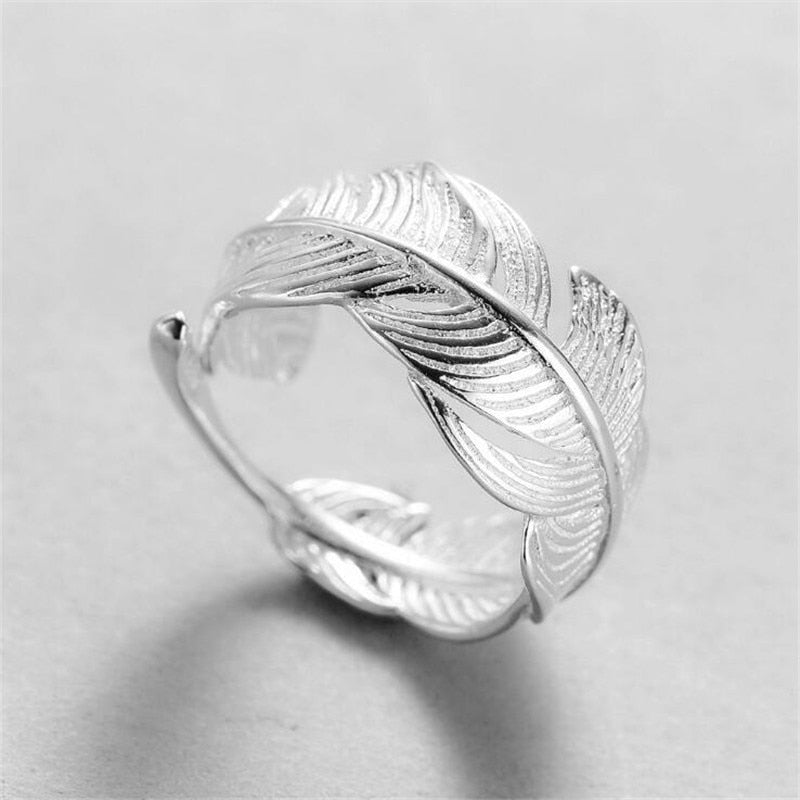 Aveuri Delicate Opening Rings For Women Silver Color Butterfly Leaf Flower Feather Finger Ring Wedding Bands New Fashion Jewelry