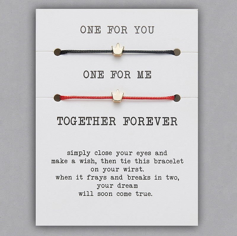 Christmas Gift 2pcs/set ONE FOR YOU ONE FOR ME Together Forever Love Infinity 8 Charm Bracelet Red String Couple Bracelets Lovers Wish Jewelry