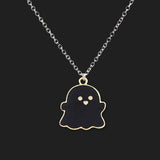 Aveuri Cute Lovely Ghost Couple Necklace Couple Pairing Pendant Friend Necklace Hip Hop Punk Necklace Men Women's Fashion Jewelry Gift