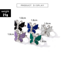 Aveuri 5pcs/sets Colorful Butterfly Ring Sets for Women Charms Alloy Metal Joint Ring Bohemian Jewelry Accessories 14693