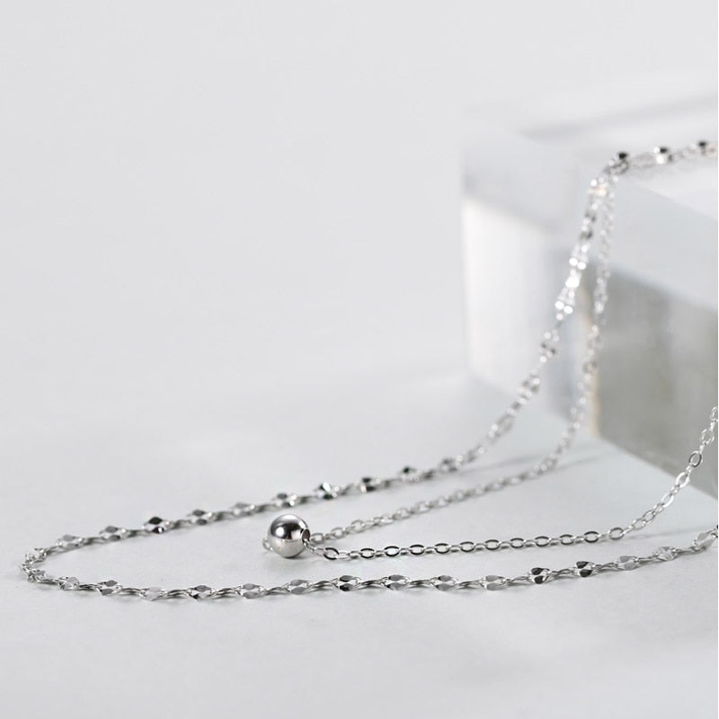 Christmas Gift New Double Layer Necklace Round Bead Chain Cute Choker Wedding Gift For Girl Fine Jewelry NK080