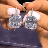 Aveuri  Chic Women's Drop Earrings Silver Color With Big CZ Stone Gorgeous Female Party Jewelry Anniversary Gift Earring for Girl