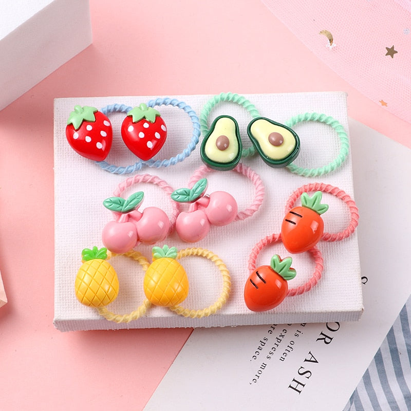 Back to school 2023 AVEURI 10PCS/Set Cute Cartoon Animals Hair Bands Girls Elastic Rubber Band Headwear Hair Accessories Kids Headband Ornaments Gift