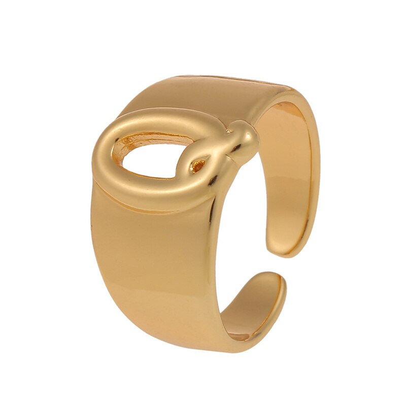 Letter Ring Women 2023 New Vintage Simple Adjustable Gold Color Hollow Opening Finger Ring For Women Jewelry Gift