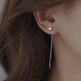 Aveuri Minimalist Women Korean Silver Color Heart Style Chain Tassel Hoop Earrings For Fashion Girl Party Punk Fine Jewelry Gift