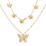 Aveuri Elegance Pretty Butterfly Pendant Neckalce for Women Charming Multilayer Goldn Chain Party Wedding Jewelry Gift 9627