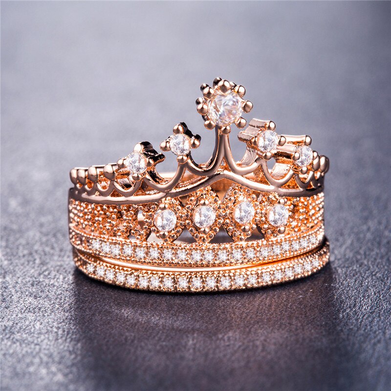 Aveuri Hot Selling Fancy Crown Women Ring Best Anniversary Girl Gift Elegant Female Dance Party Trendy Jewelry Rings