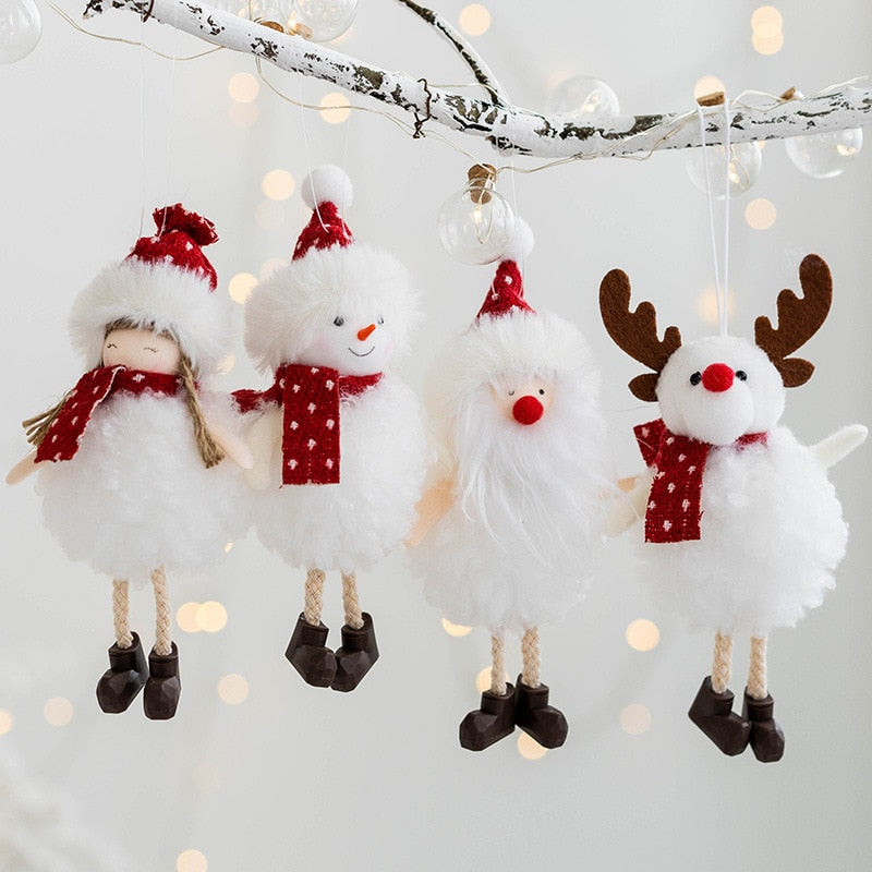 Christmas Gift 2021 Christmas Doll Angel Pendant Santa Claus Snowman Doll Oranments Kids Gift Xmas Tree Decor Merry Christmas Decor for Home