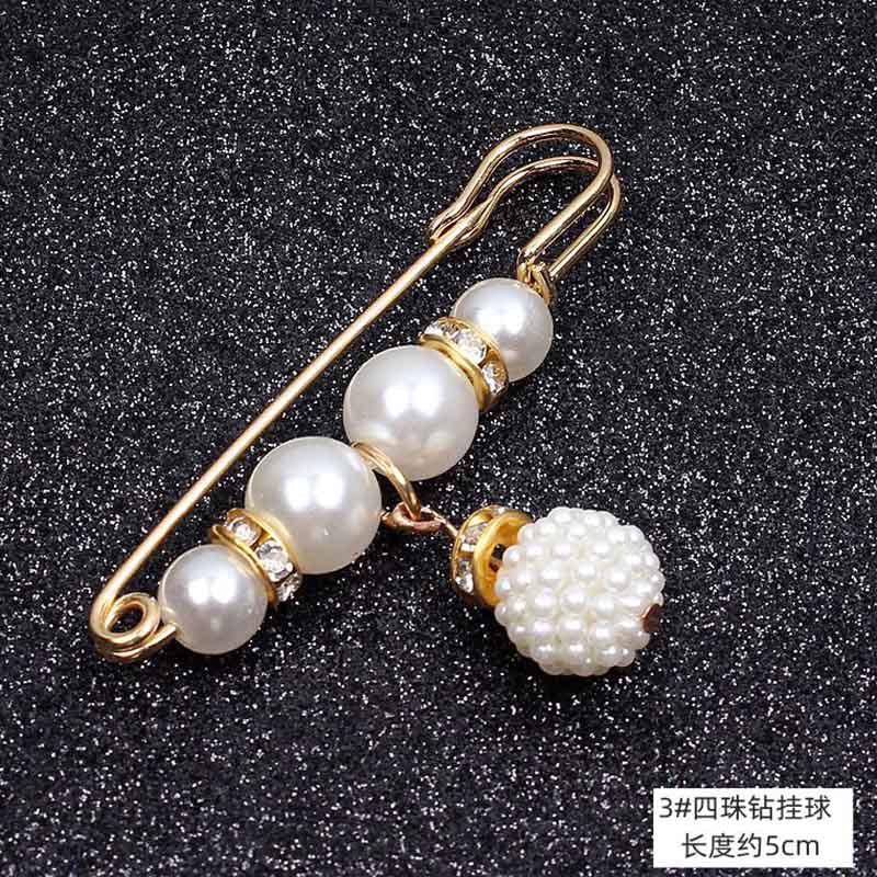 Lapel Pin Women Simulated-Pearl Pendant Pins Crystal Rhinestone Brooch For Woman Scarf Buckle Clips Hat Clothes Multipurpose Pin