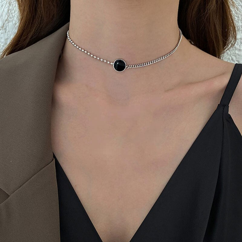 Aveuri Alloy Clavicle Chain Necklace Black Geometric Accessories INS Fashion Creative Bear Pendant Party Jewelry