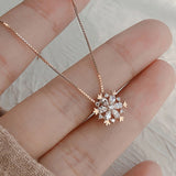 Christmas Gift Trendy Shiny Zircon Necklace Snowflake Pendant Girls Wedding Party Gift Present Choker Fine Jewelry NK035