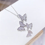 Christmas Gift Trendy Shiny Full Zircon Butterfly Simple Animal Pendants Necklaces Wedding Gift Girl Fine Jewelry Necklace