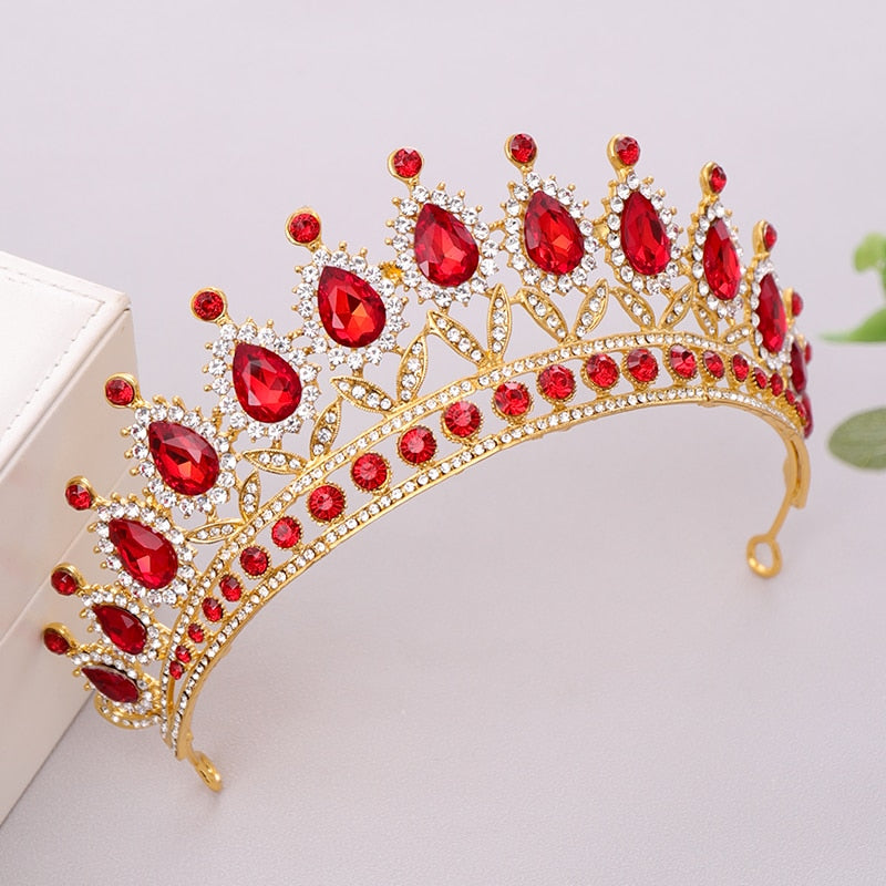 Aveuri Wedding Crown Bridal Headpiece Gold Silver Color Rhinestone Crystal Diadem Queen Crown Princess Tiaras Wedding Hair Jewelry