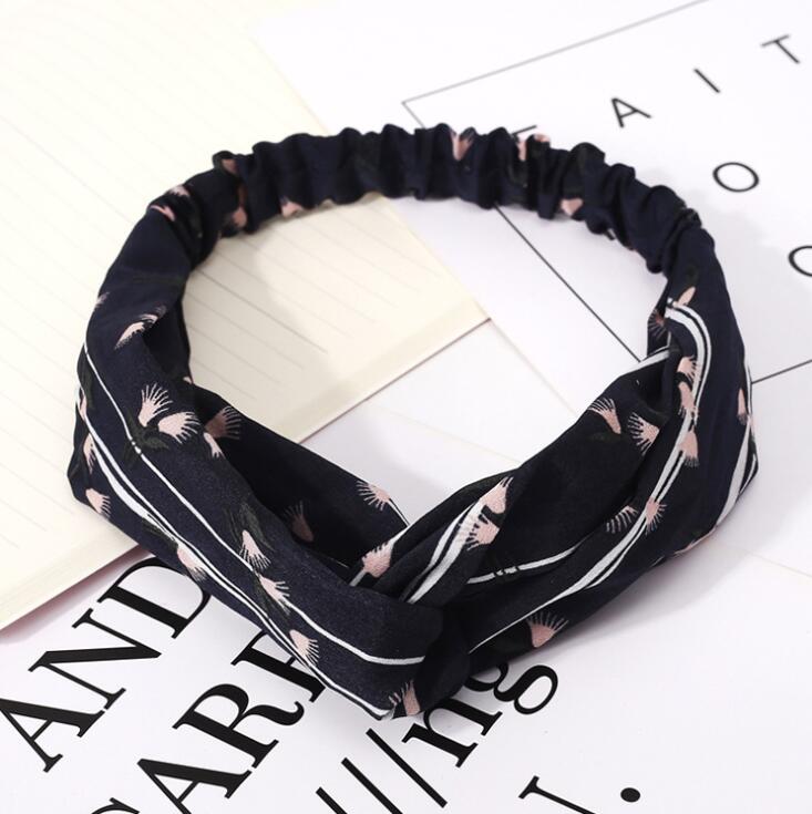 Aveuri Back to school Fashion Women Headband Cross Top Knot Elastic Hair Bands Vintage Print Girls Hairband Hair Accessories Twisted Knotted Headwrap