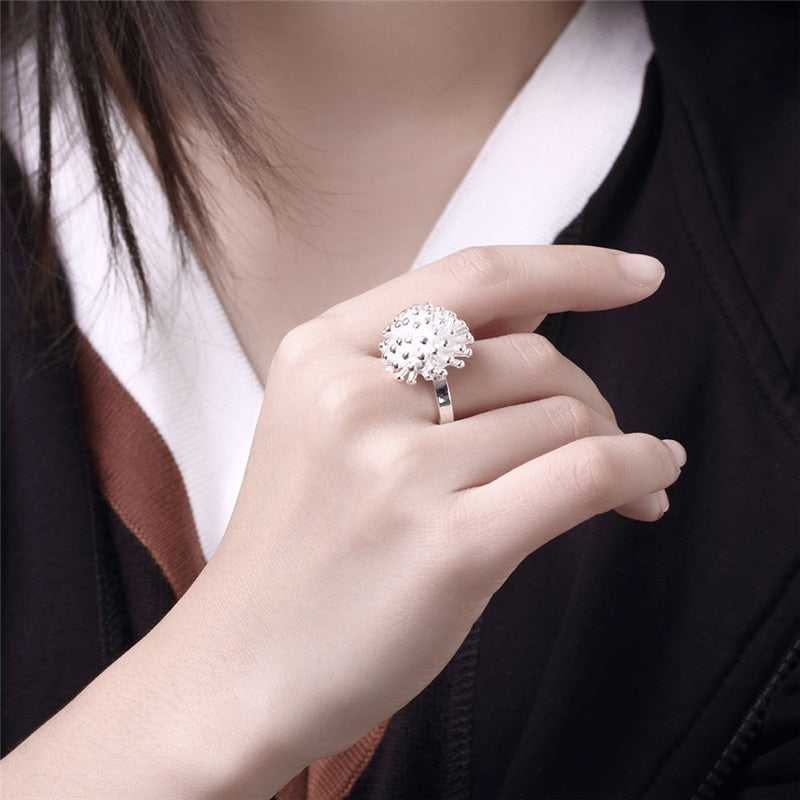 Aveuri Alloy Firework Coral Ring Woman Fashion Wedding Engagement Silver Jewelry