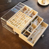 Christmas Gift Acrylic Organizers Velvet Three-Layer Jewellery Storage Box Earring Rings Necklace Large Space Jewellery Case Holder Women Gift
