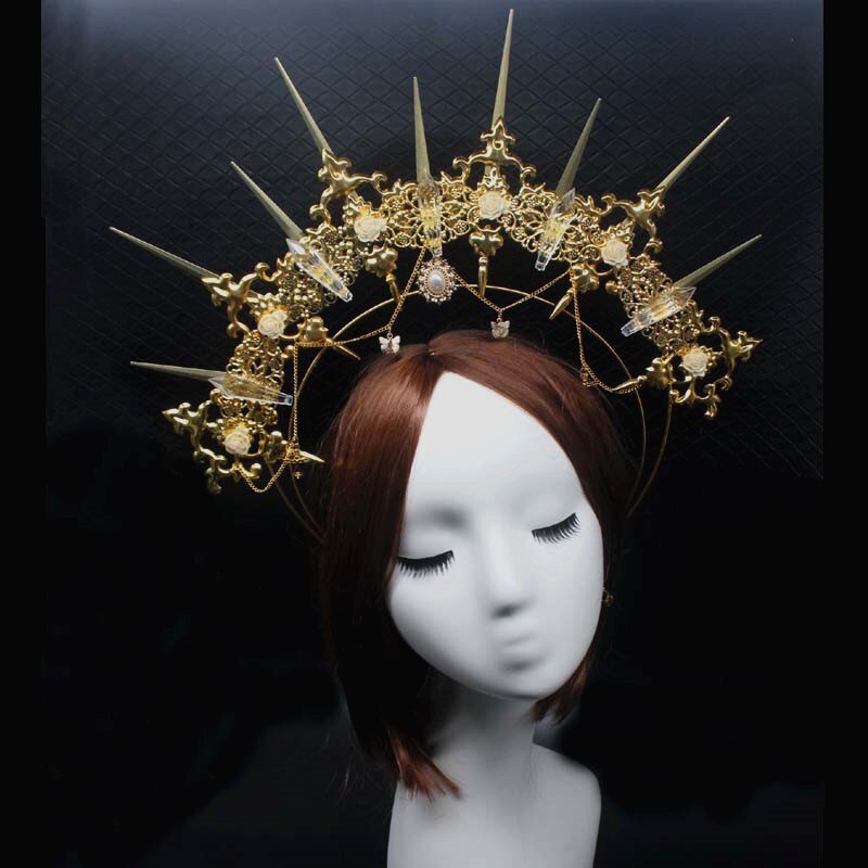 DIY Material package Gothic Halo Crown Headband Gorgeous Vintage Church Mary Baroque Tiara Headwear Lolita Virgin Headpiece