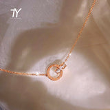 Christmas Gift 2023 New Gothic Roman Digital Zircon Circle Necklace For Woman Fashion Korean Jewelry Party Girl's Sexy Luxury Clavicle Chain