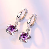 Christmas Gift alloy Earrings Jewelry High Quality Retro Simple Pattern Purple White Zircon Earrings Hot Sale